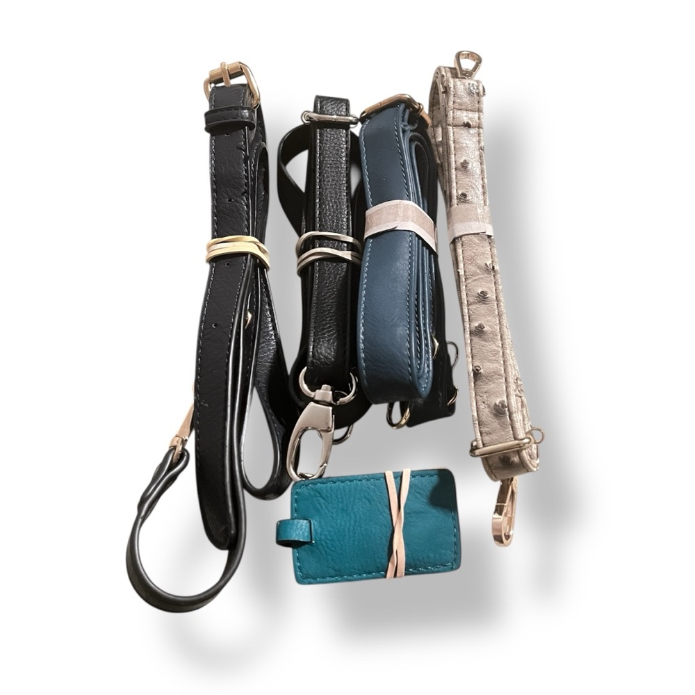 4 Bag Straps Set - Black, Navy-Blue and Beige - Silvertoned & Goldtoned Hardware - Picture 2 of 6